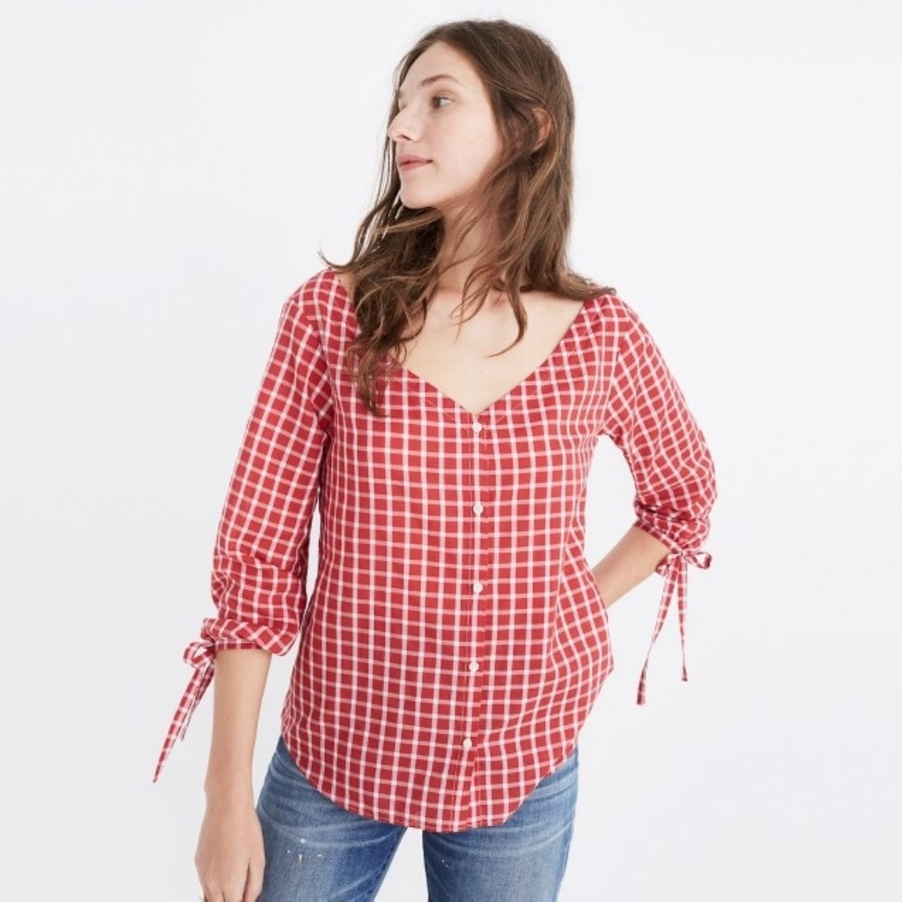 MADEWELL Plaid Off The Shoulder Top